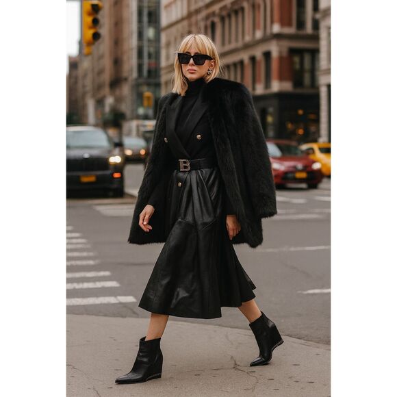 CHANEL Black Chain Wedge Heel Chelsea Boots Size 38.5 CC Logo Booties Leather - Picture 2 of 13